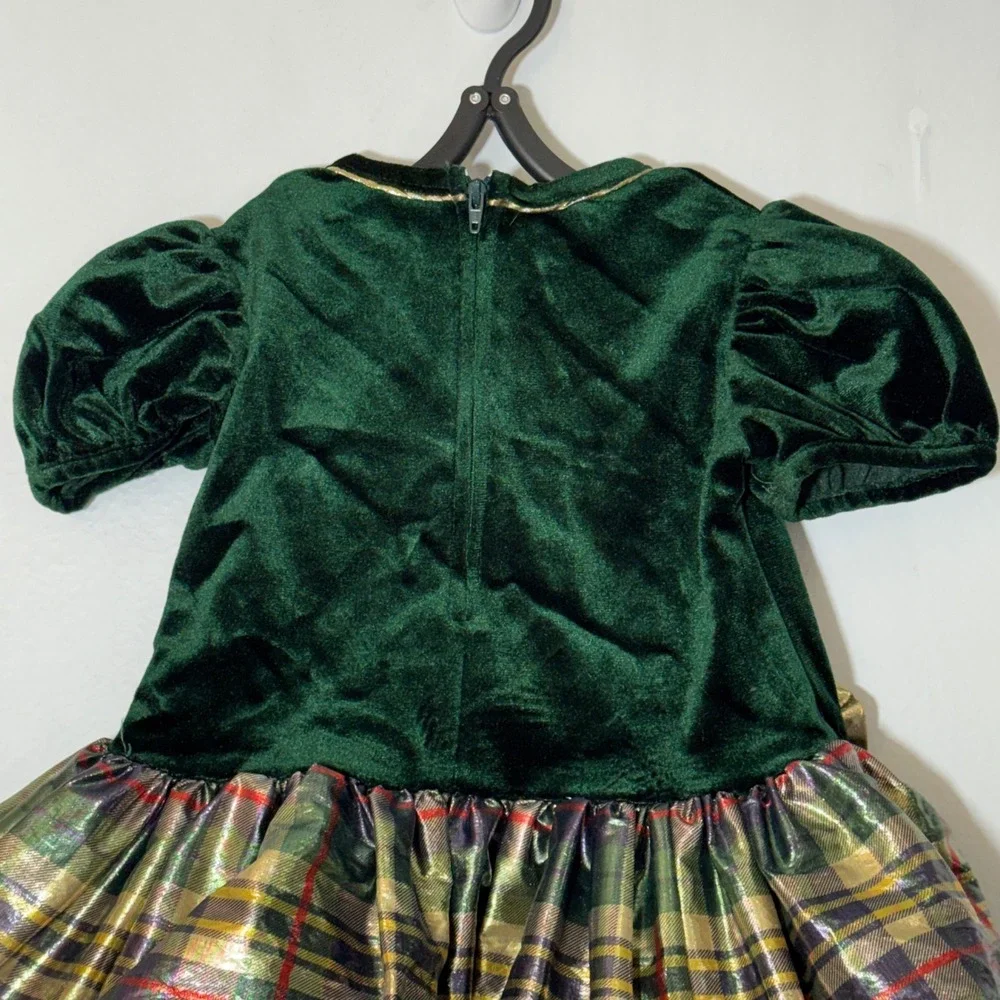 Vintage Jessica Ann Green Velvet Plaid Tulle Dress Size 2T Holiday‎ Christmas